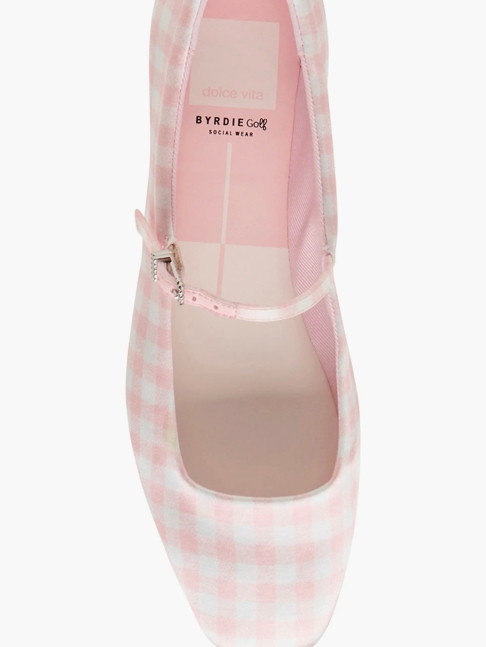 NEW Dolce Vita Pink Gingham/Plaid Golf Reyes Mary Jane Flats | size 8 - Picture 4 of 4